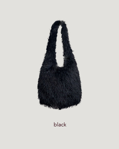 fringe fur tote bag