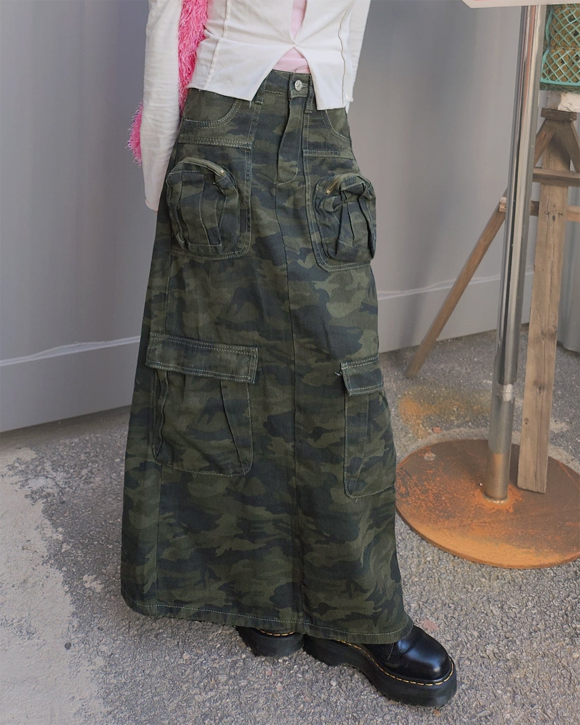 camouflage cargo skirt