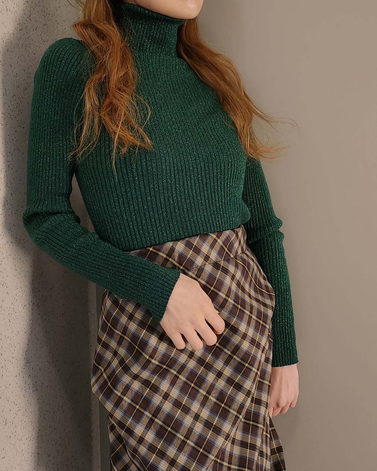glitter turtleneck rib knit