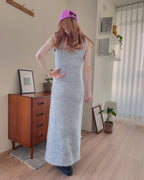 glossy shaggy knit mermaid long dress