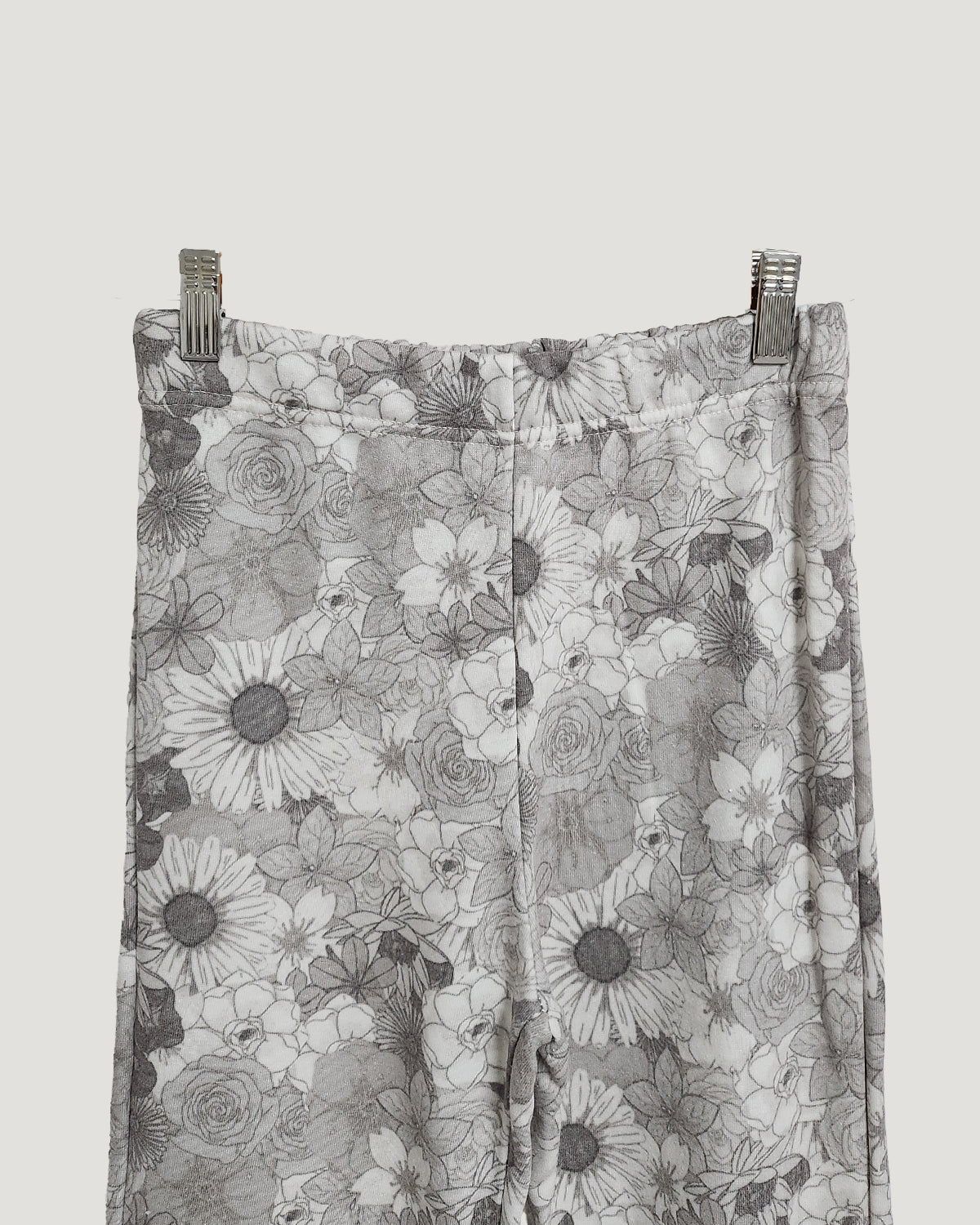 flower pattern boot cut sweat pants