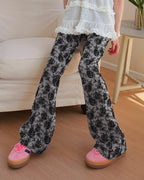 rose pattern boot cut pants