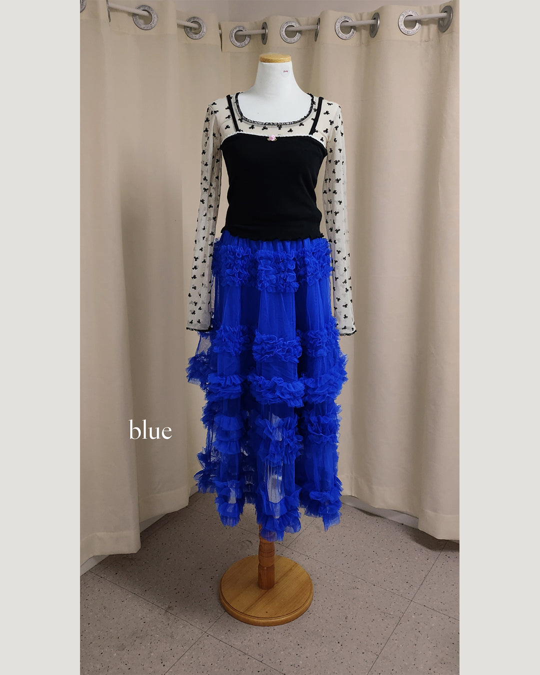 tiered volume frill tulle skirt