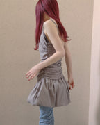 shirring balloon mini dress