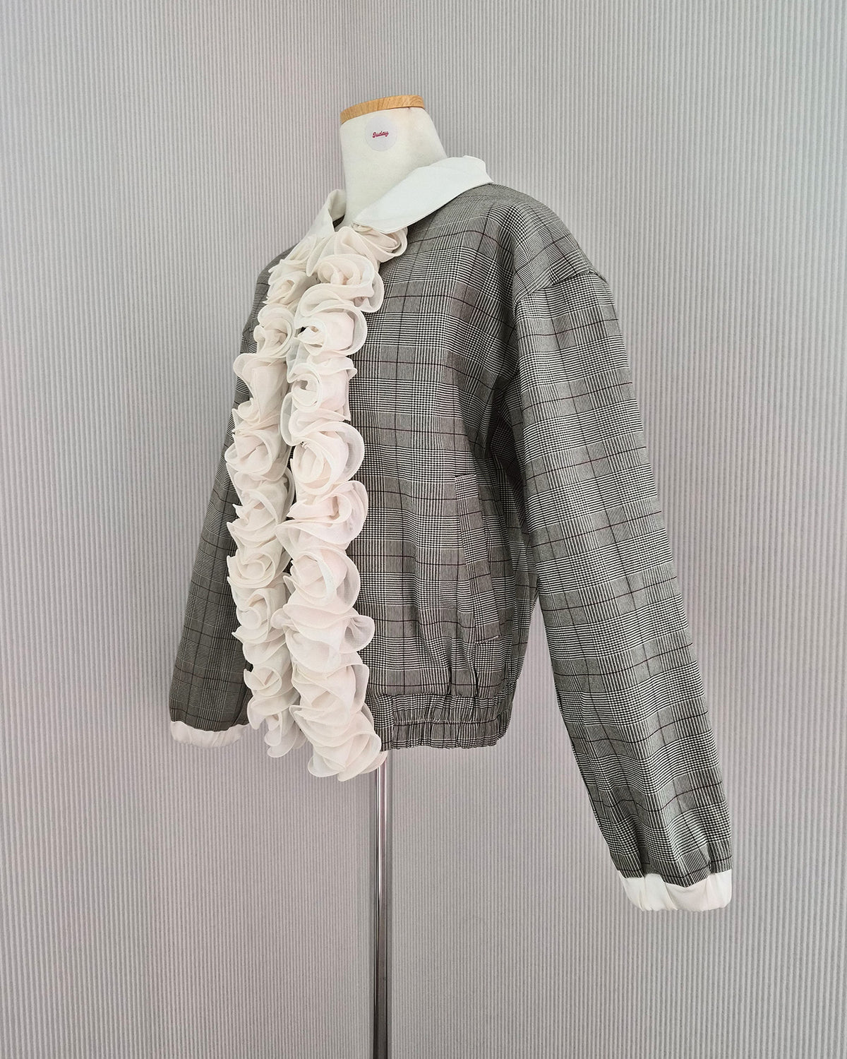 glen check frill jacket
