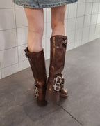 buckle belt boots