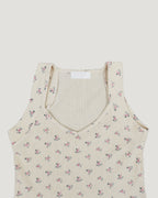 flower waffle sleeve less top