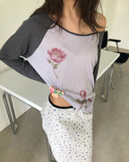 flower raglan sleeve T