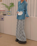 star pattern knit long skirt
