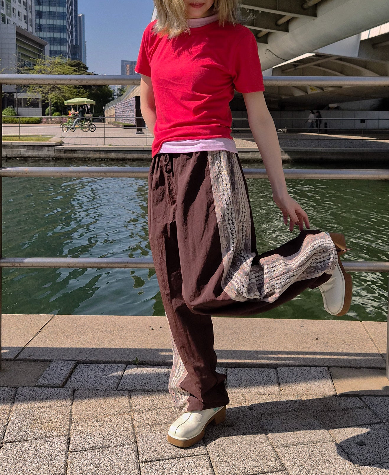 lace line nylon pants