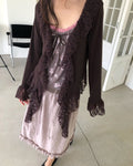 frill lace flare cardigan