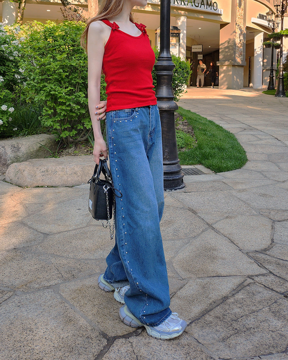 ribbon SET sleeveless knit