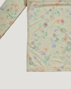 blurred flower sheer long sleeve T