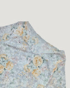 blurred rose V neck long sleeve top