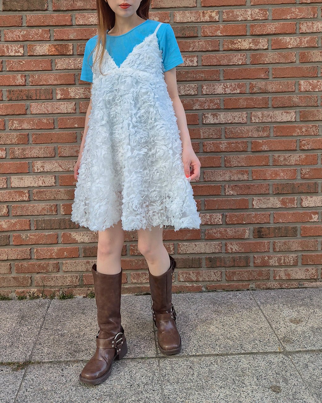 rose motif volume tunic