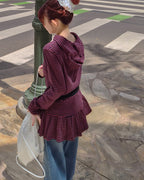 stripe hem frill food T