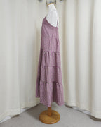 check tiered long dress