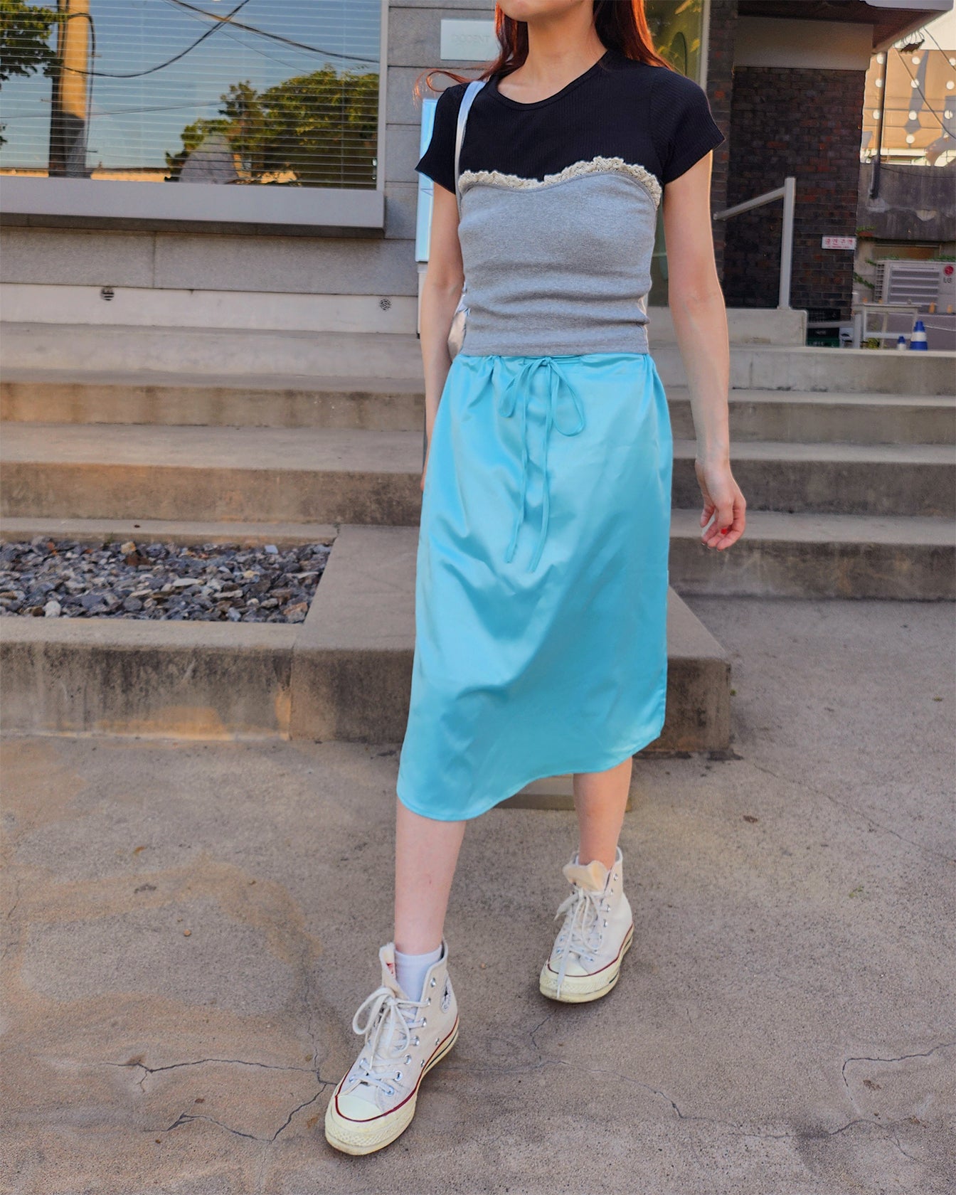 satin midi skirt