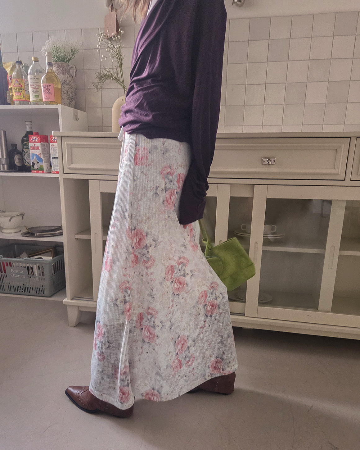 blurred rose long skirt