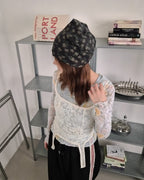 flower pattern waffle beanie