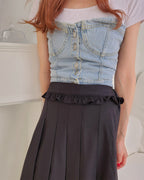 waist frill pleats middle skirt