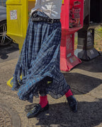 asymmetry check frill skirt