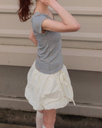 color stripe U neck T