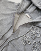 flower motif sweat zip hoodie
