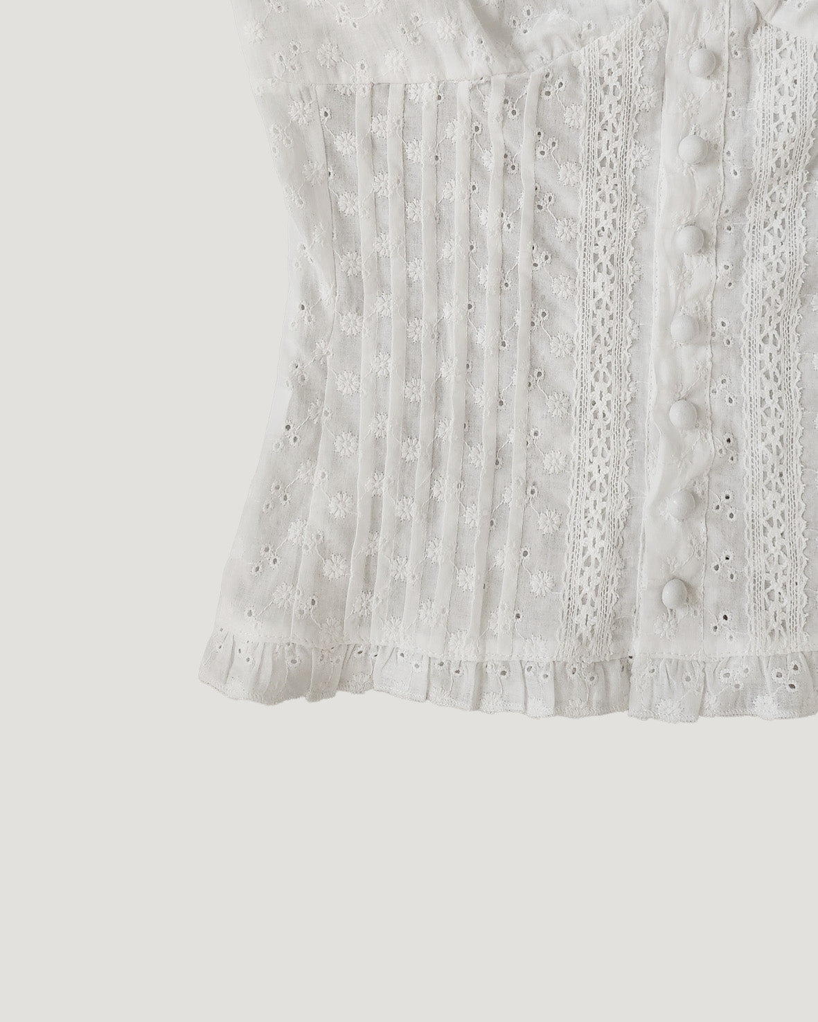cotton lace frill sleeve less blouse