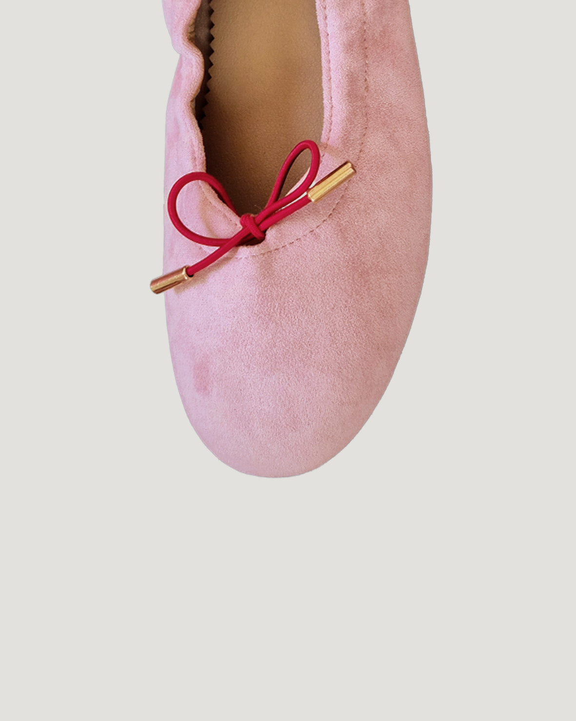 ribbon faux suede flat shoes