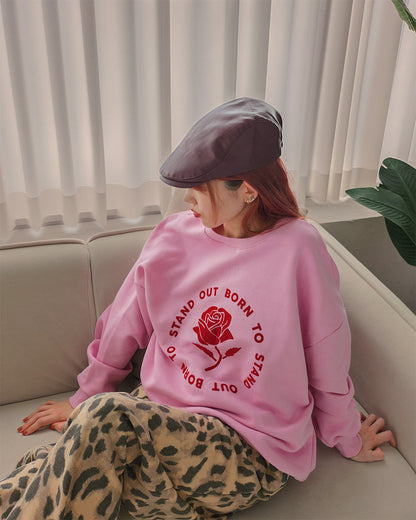 rose motif sweatshirt