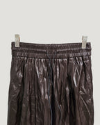 wrinkle faux leather wide pants
