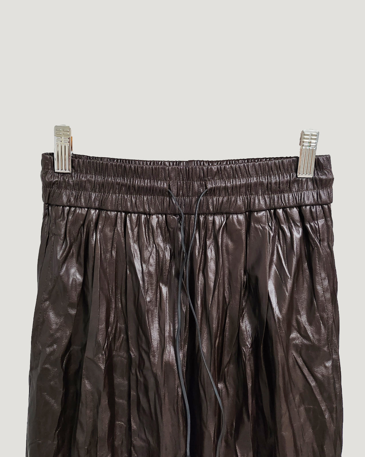wrinkle faux leather wide pants