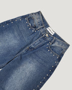 side studs wide denim