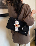 faux suede square shoulder bag