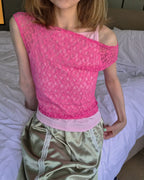 lace sheer french sleeve top