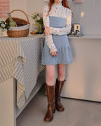 fur back ribbon mini dress