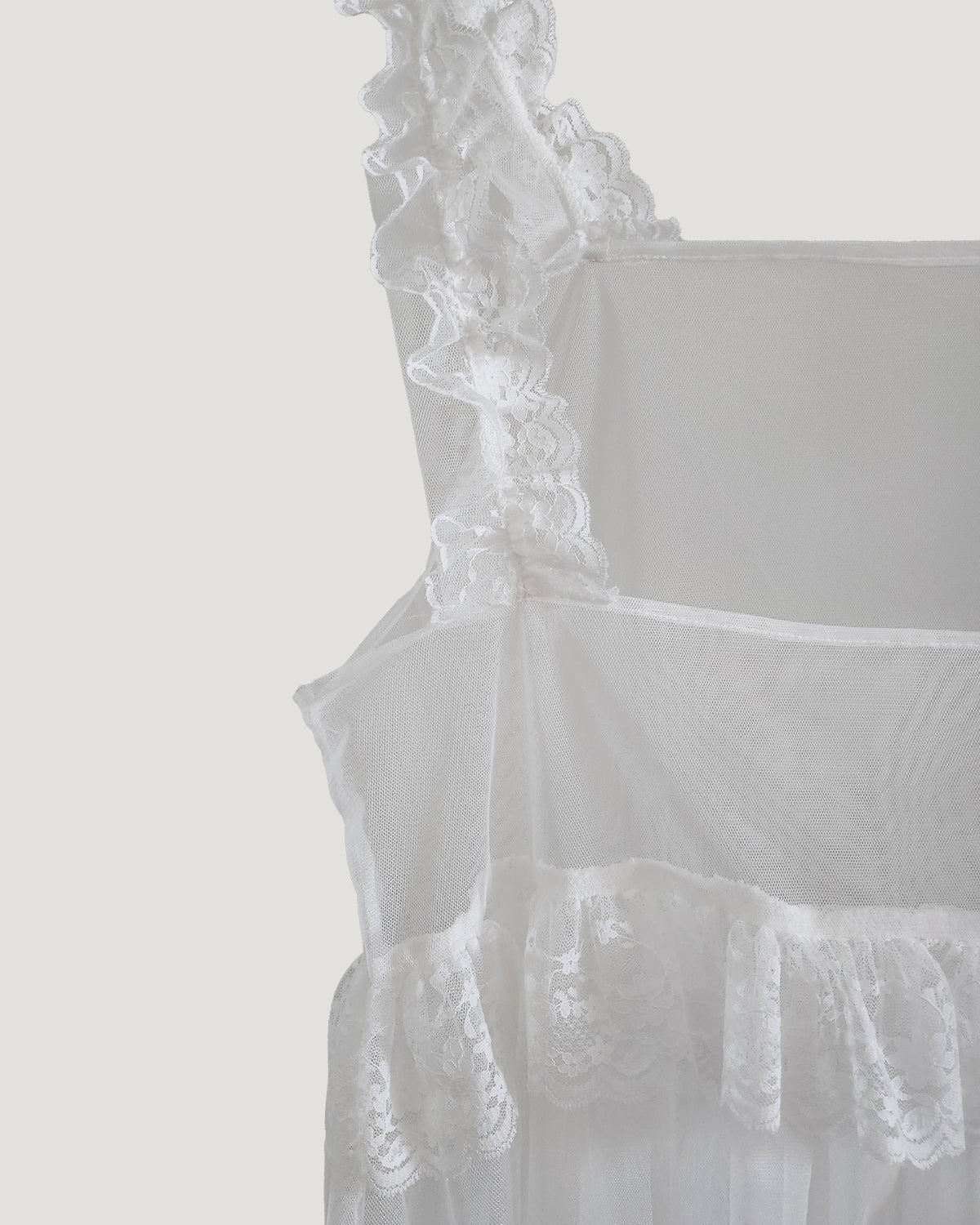 sheer lace frill mini dress