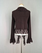 frill lace flare cardigan