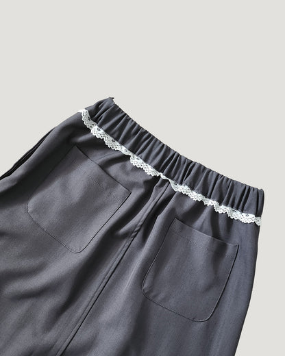 lace point pleated midi skirt