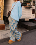 flower jacquard pants