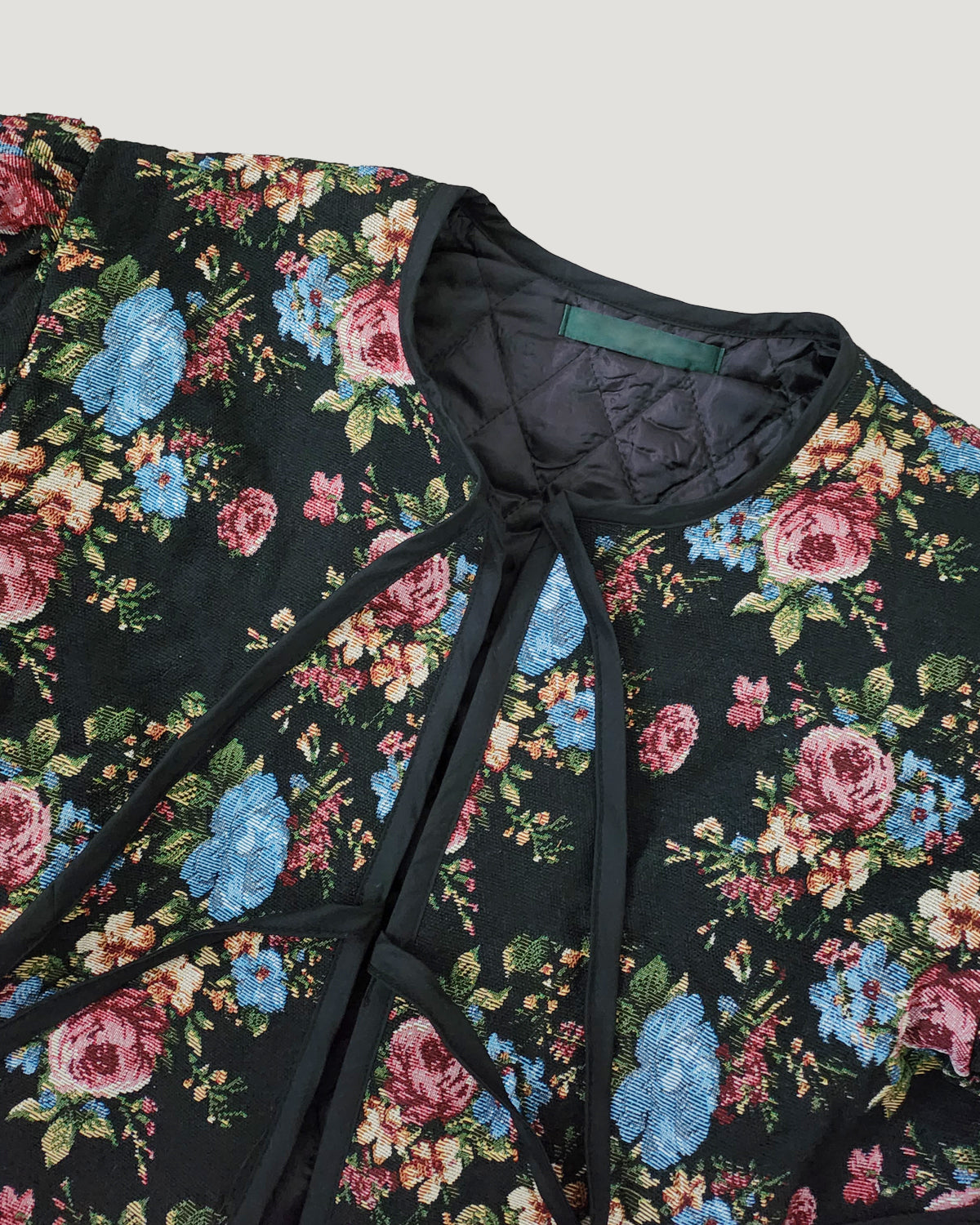 jacquard flower no color lace quilted jacket