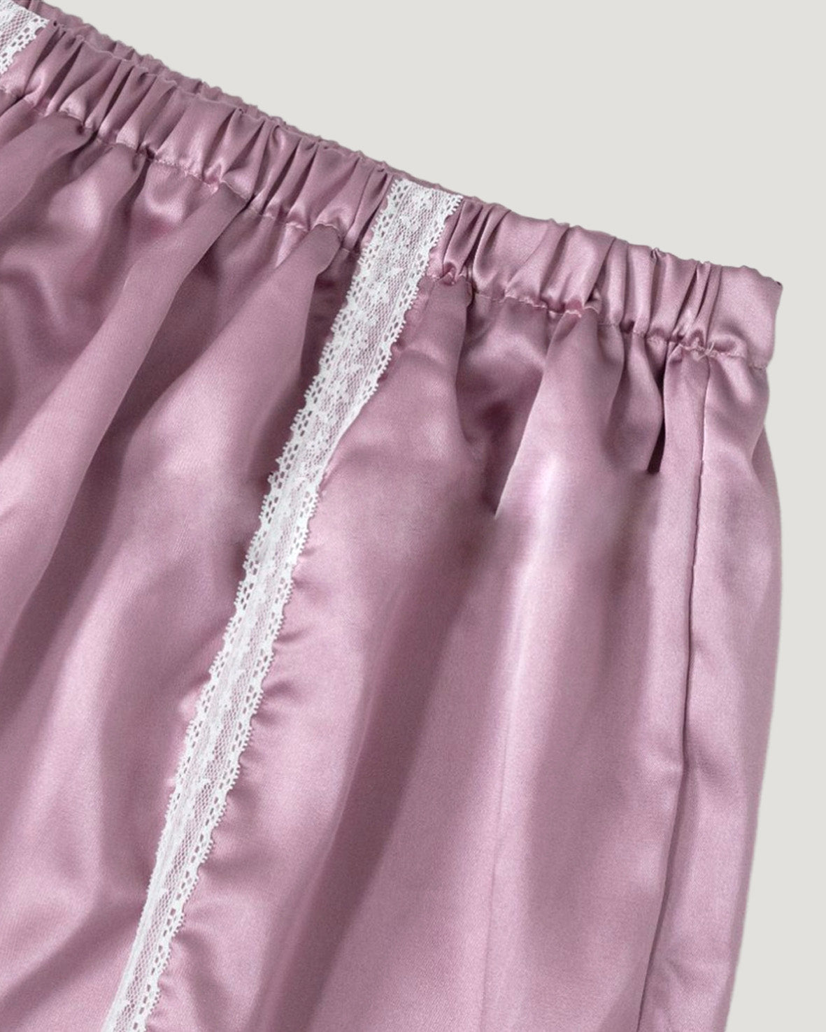 satin lace point midi skirt