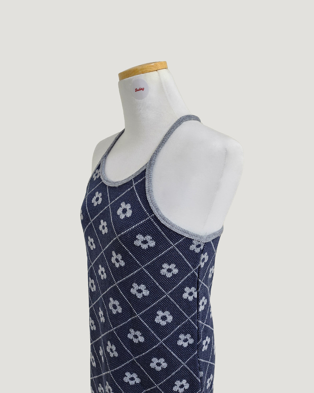 flower halter neck knit mini dress