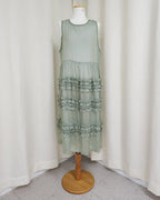 tiered frill sheer long dress