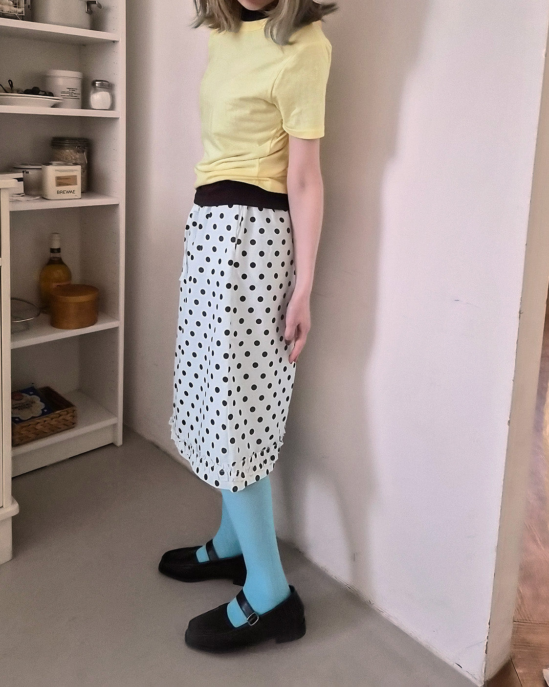polka dot hem frill skirt