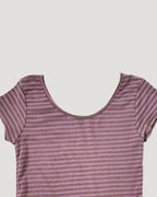 color stripe U neck T