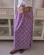 vintage like rose pattern long skirt