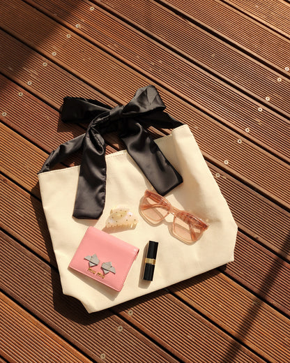 canvas ribbon tote bag