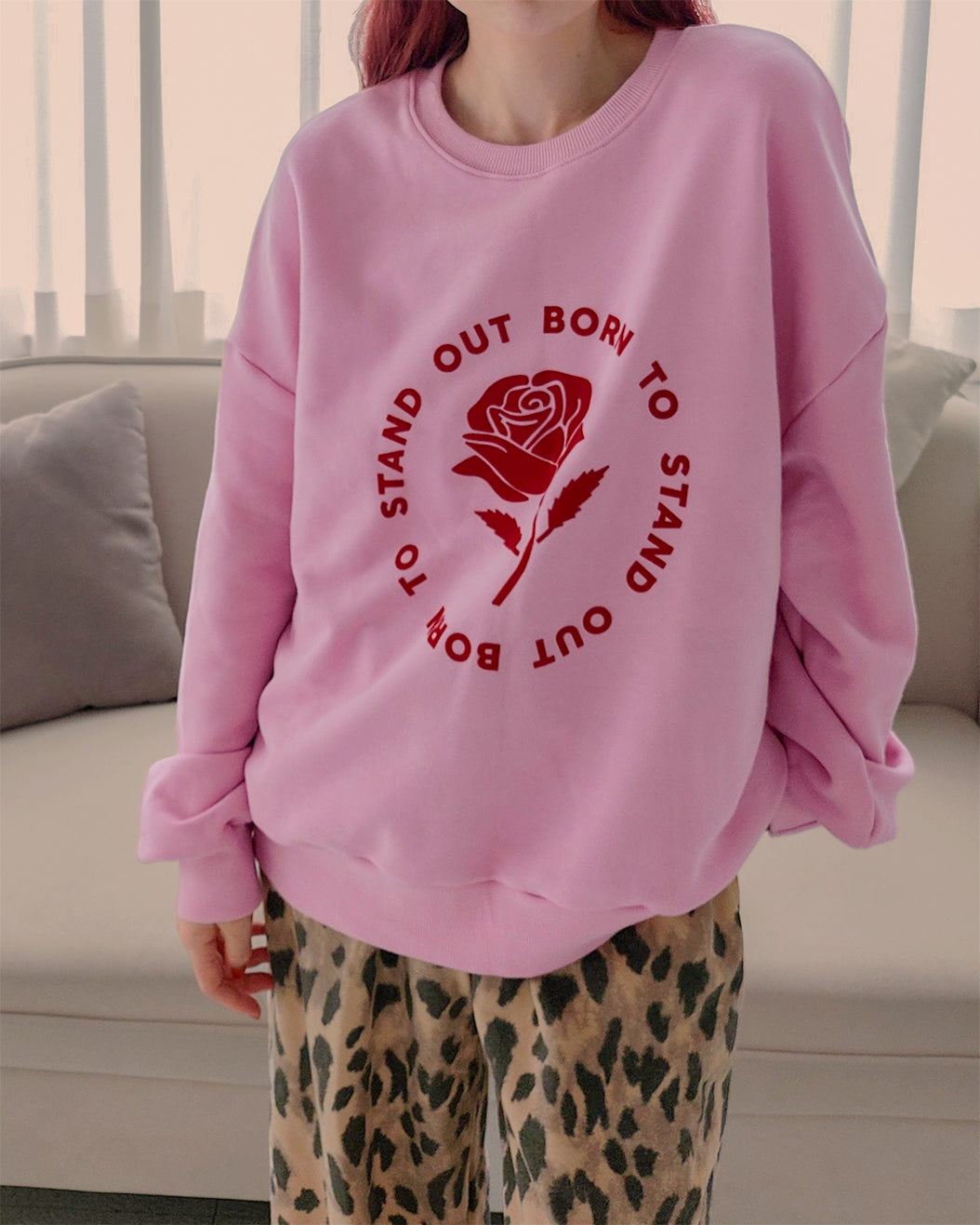 rose motif sweatshirt